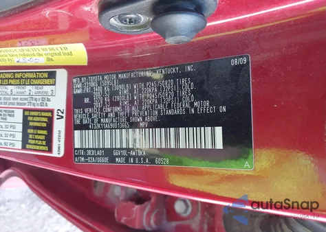 2009 Toyota Venza Base V6 из США, поврежденный, VIN 4T3ZK11A69U013665